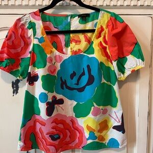 J. Crew Multicolor Floral Blouse